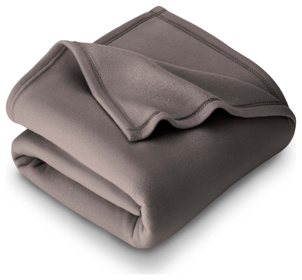 Bare Home Polar Fleece Lightweight Blanket, Taupe, King