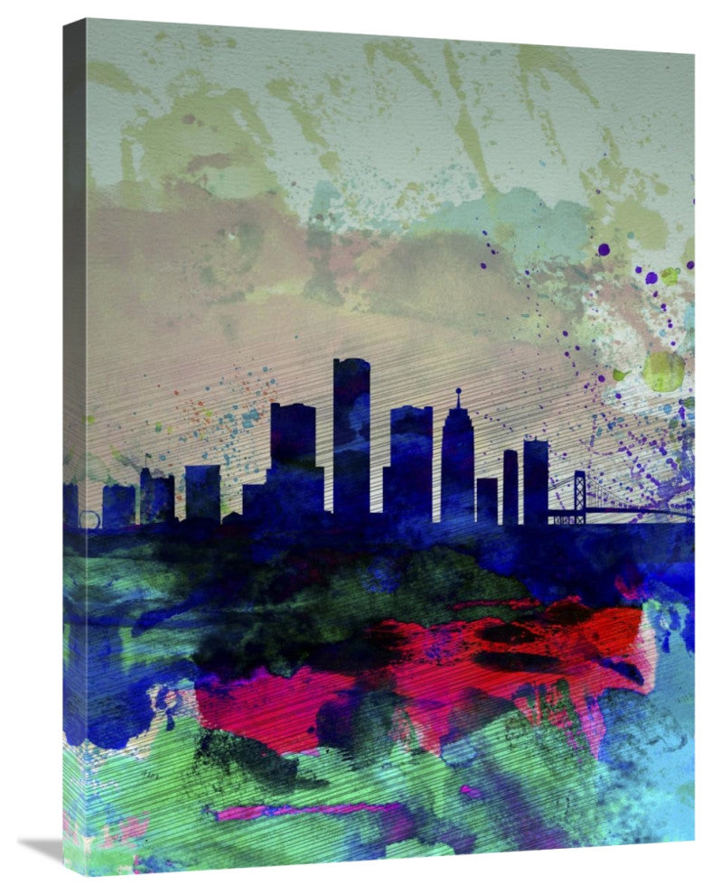"Detroit Watercolor Skyline" Fine Art Print
