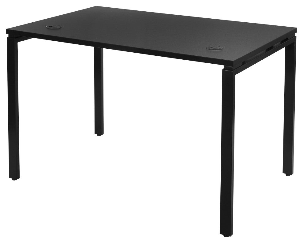 48" Writing Desk With Black Laminate Top and Black Finish Metal Legs
