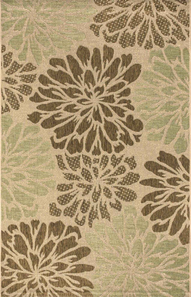 Zinnia Modern Floral Textured Weave Indoor/Outdoor Area Rug