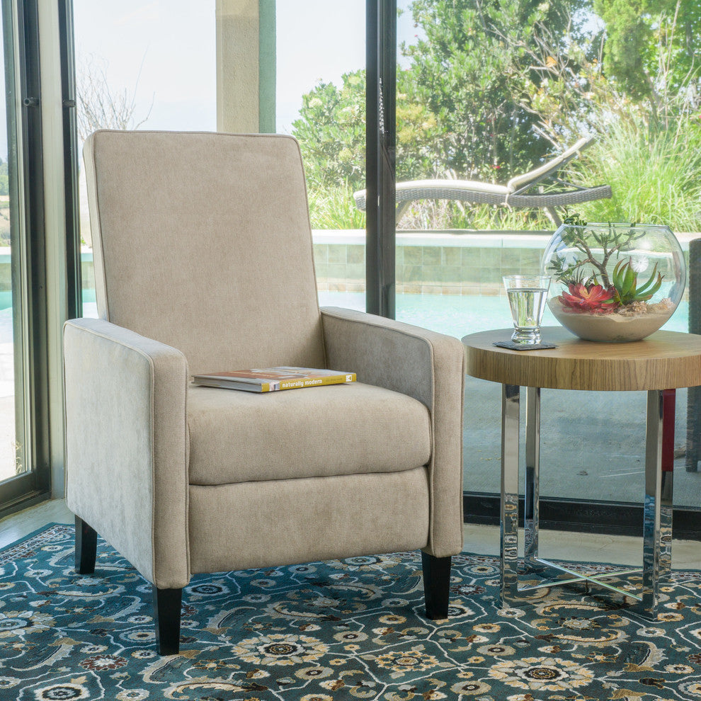 GDF Studio Lindqvist Beige Fabric Slim Recliner Chair