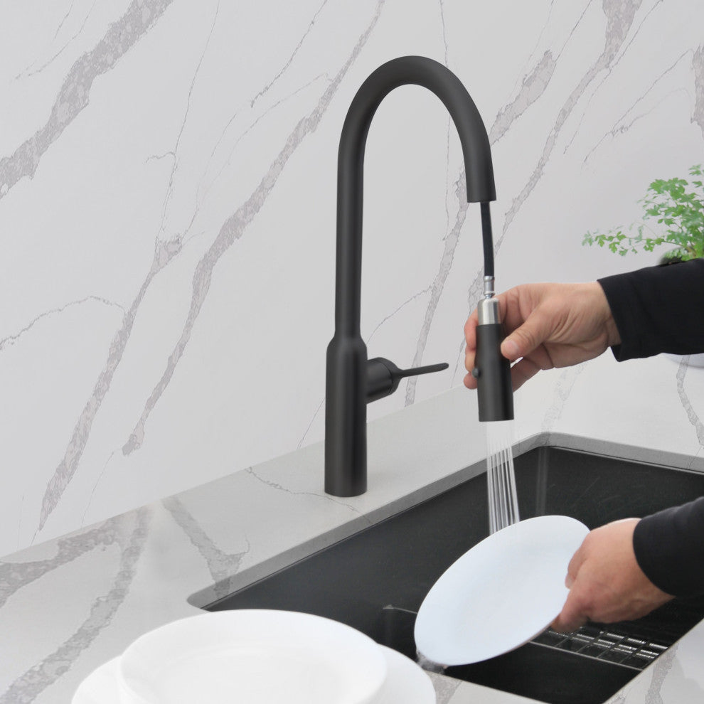 STYLISH Kitchen Sink Faucet Single Handle Pull Down Dual Mode Stainless Steel