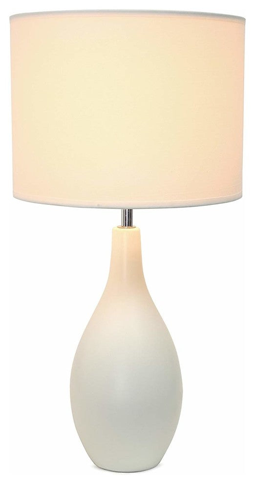 Simple Designs Oval Bowling Pin Base Ceramic Table Lamp, White