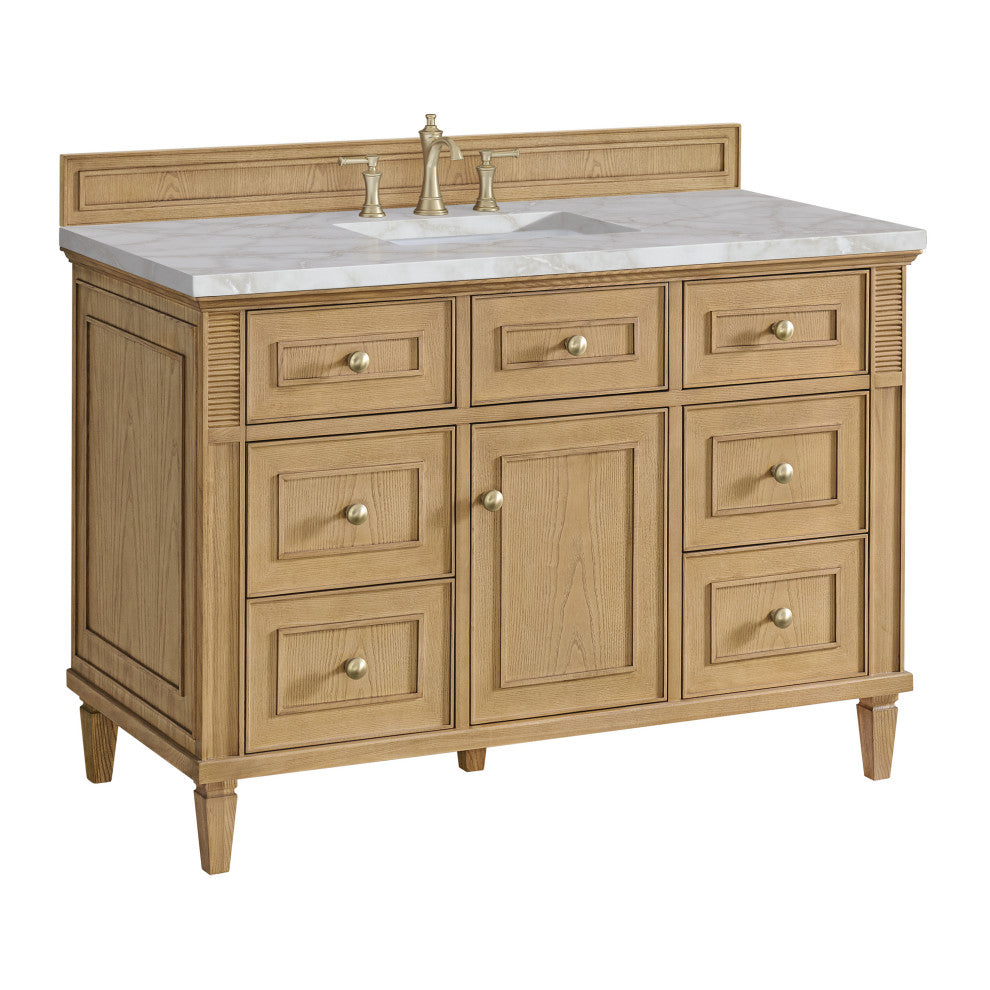 Lorelai 48" Single Vanity, Light Natural Oak, 3 CM Victorian Silver Top