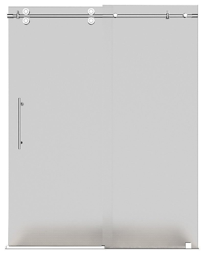 Langham 56"-60"x75" Completely Frameless Sliding Shower Door, Frosted, Chrome