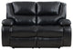 Faux Leather Manual Motion Reclining Loveseat With Pillow Top Armrests, Black