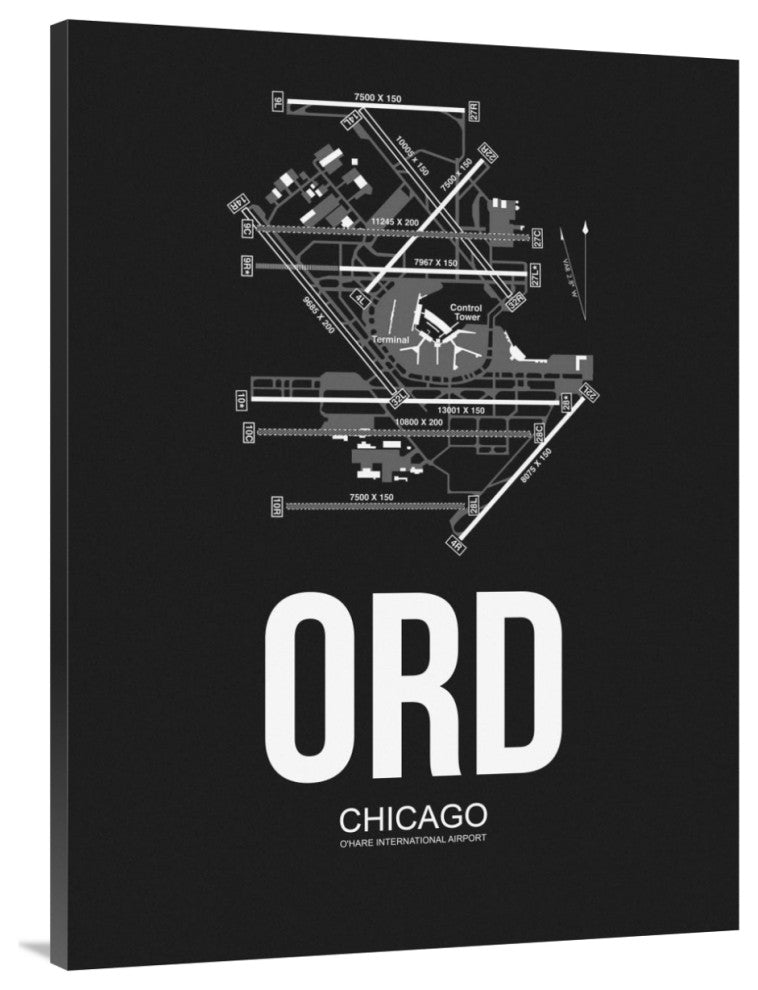 "ORD Chicago Airport Black" Fine Art Print