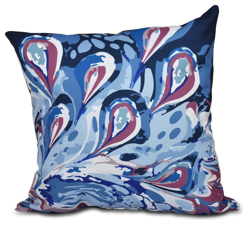 Boho Splash, Geometric Print Pillow, Blue, 16"x16"