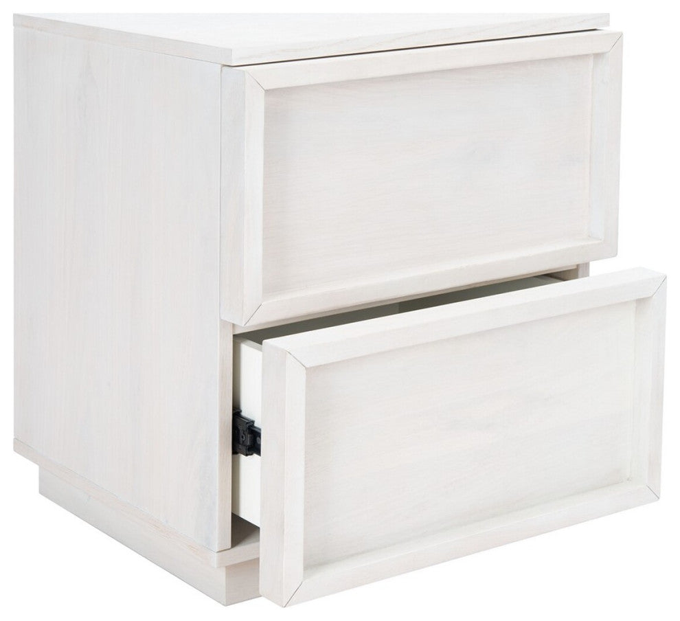 Safavieh Couture Zeus 2 Drawer Nightstand, White Wash