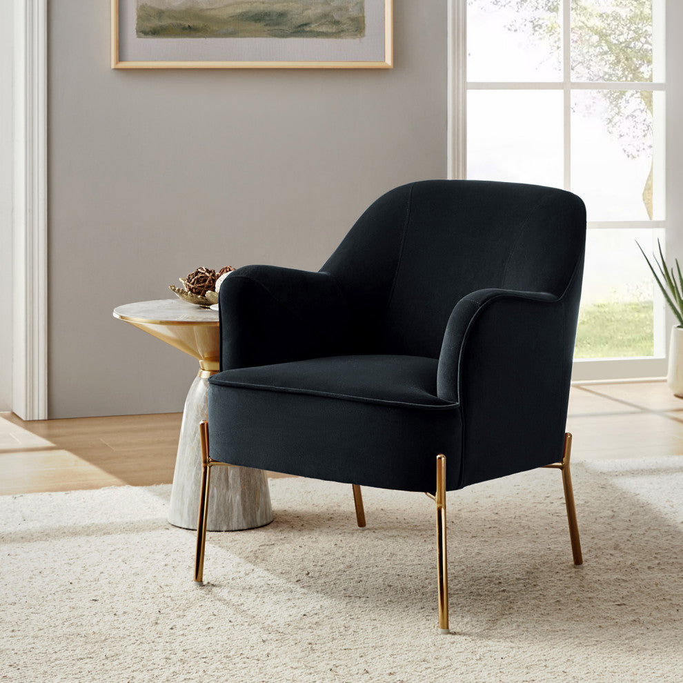 Nora Fabric Accent Chair, Black