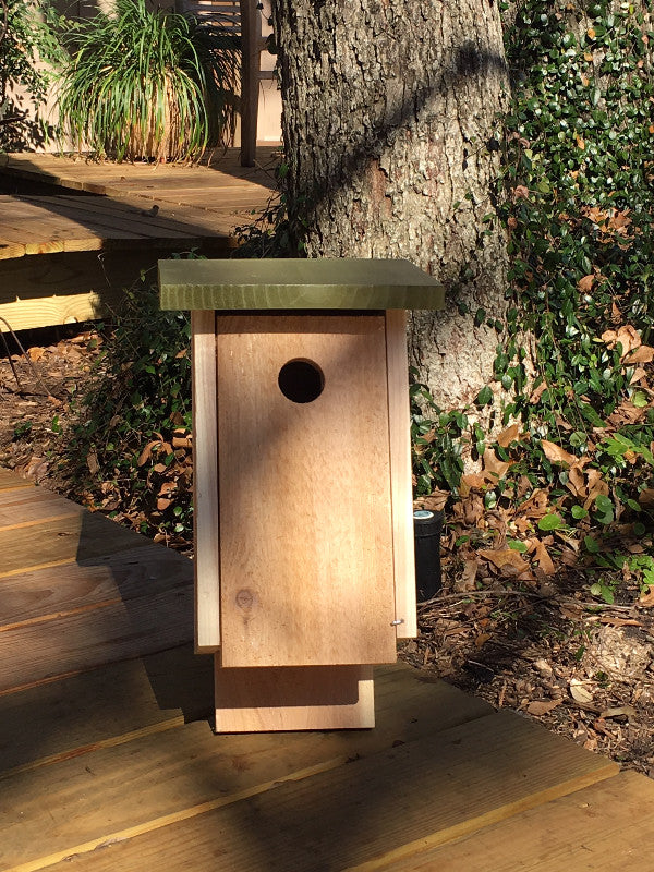 Bird House With Slant Roof, Green
