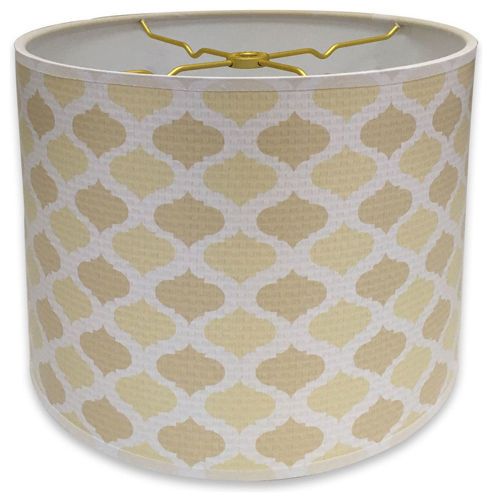2-Tone Cream Mediterranean Hard Back Lampshade Made, Cream, 10"x10"x8"