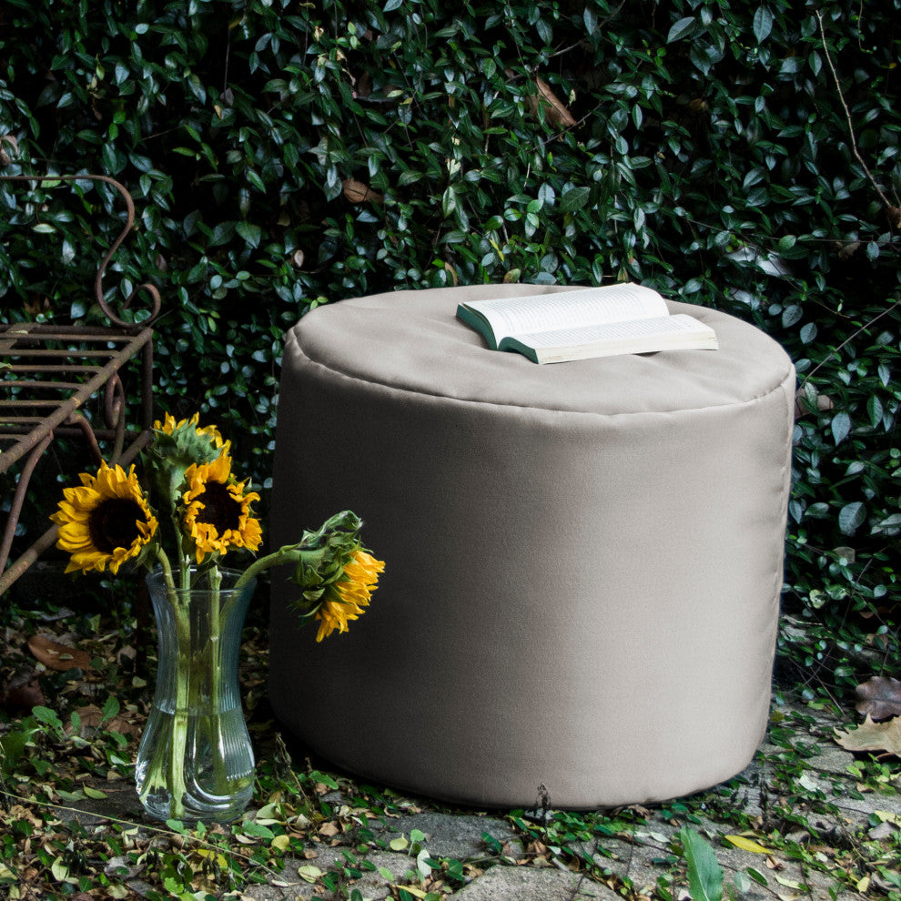 Spring Outdoor Patio Bean Bag Pouf, Pearl