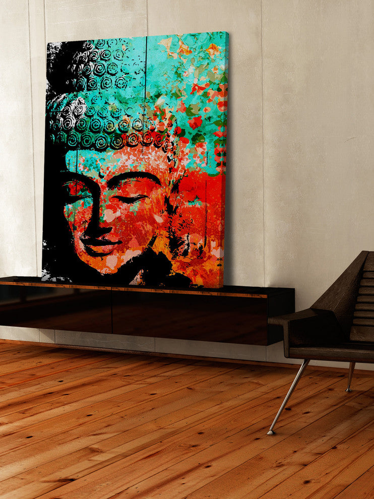 Marmont Hill, "Buddha Green Red" by Rick Martin Painting Wrapped Canvas, 40x48