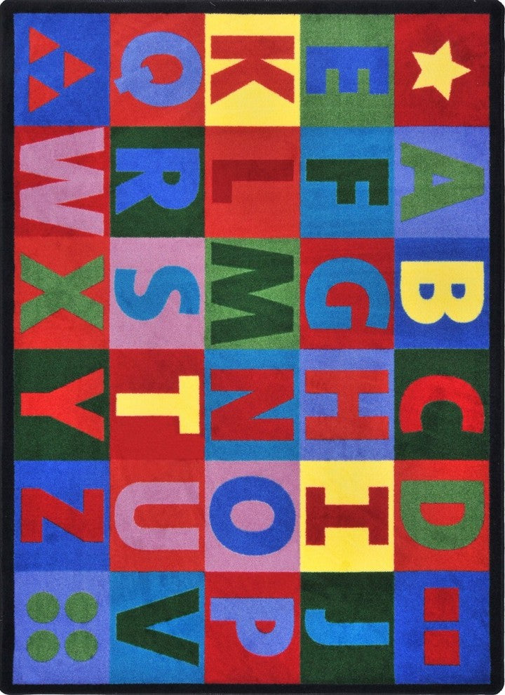 Kid Essentials Rug, Oversize Alphabet, Multicolored, 7'8"x10'9"