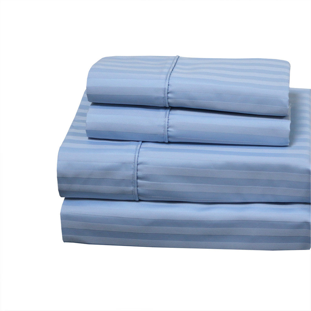 650 TC 22" Extra Deep Pocket Stripe Sheet Set, Blue, Queen