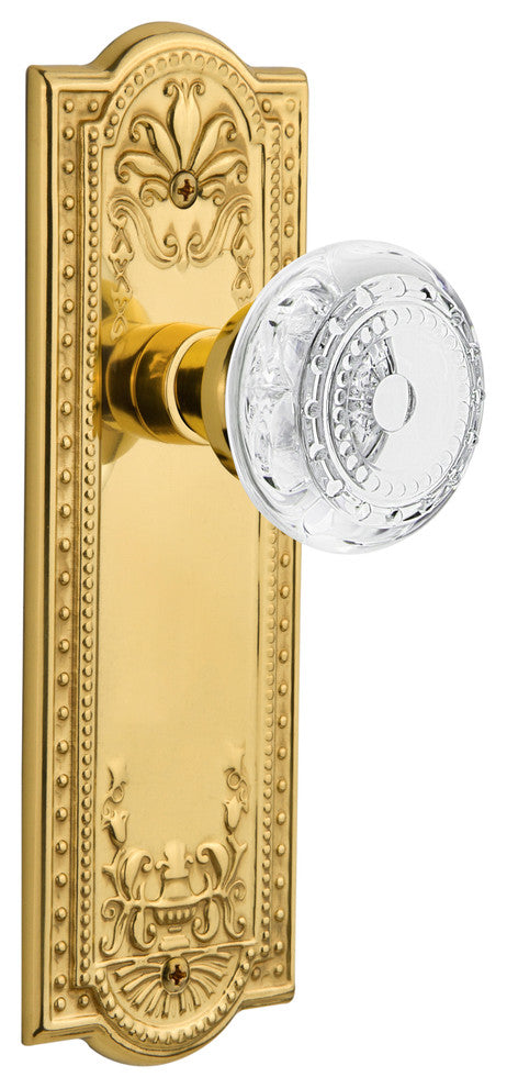 Meadows Plate Double Dummy Crystal Meadows Knob, Polished Brass, MEACME