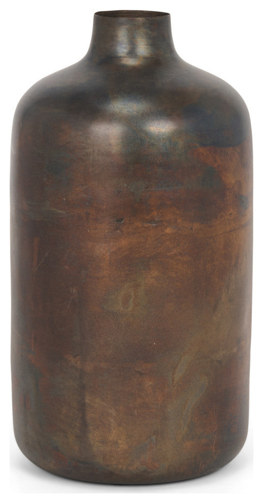 Daya Tall Antiqued Gold Metal Vase