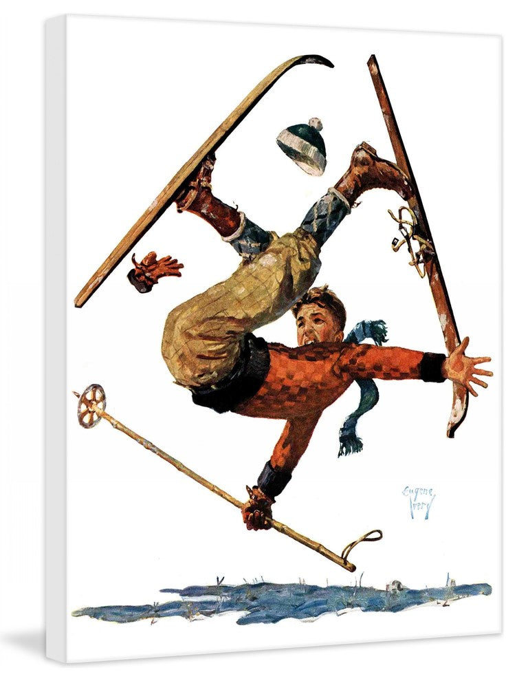 "Wipeout on Skis" Painting Print on Canvas by Eugene Iverd