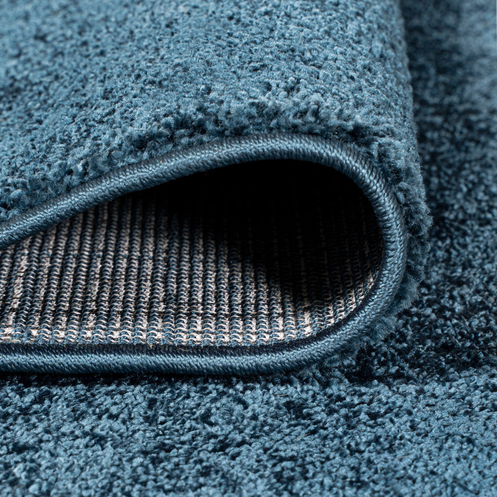 Haze Solid Low-Pile Runner Rug, Navy, 8 X 10