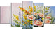 Abstract Bouquet of Summer Flowers, Flower Artwork on Canvas, 60"x32", 5 Panels