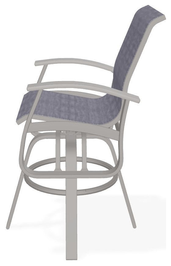 Belle Isle Sling Bar Height Outdoor Swivel Armchair, Brooks/Warm Gray