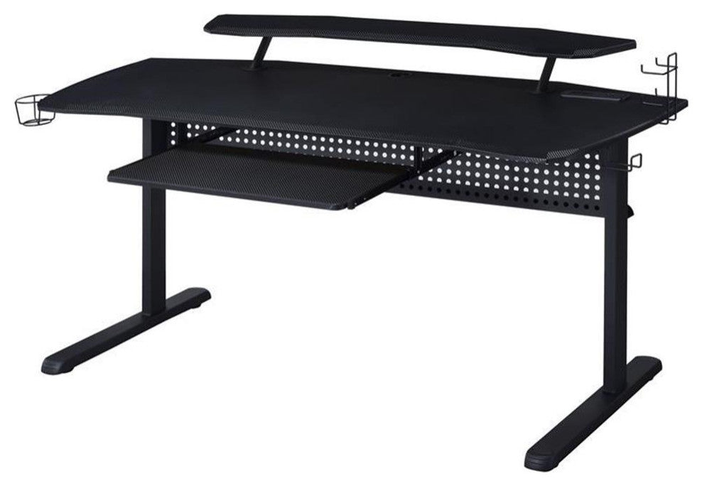 ACME Vildre Metal Frame Gaming Table with USB Port and LED Light in Black
