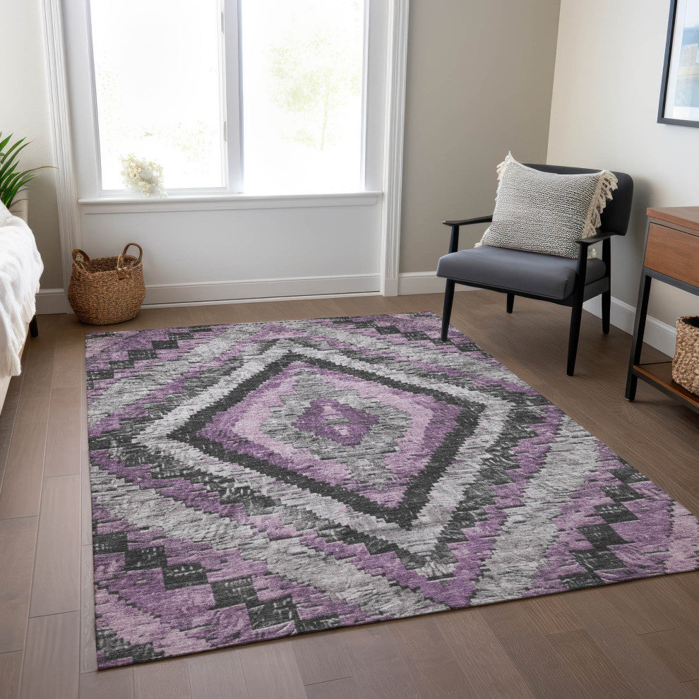 Machine Washable Indoor/Outdoor Chantille ACN1890 Violet 9' x 12' Rug