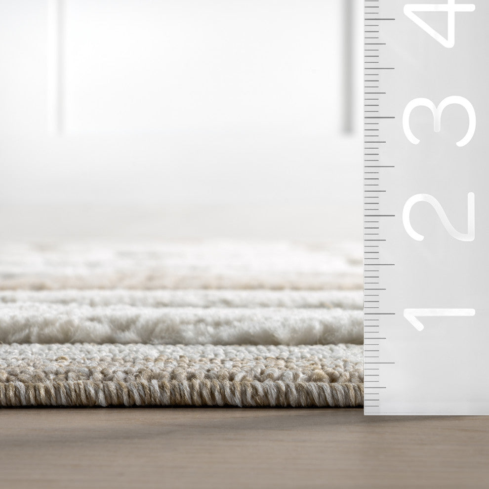 Eden Southwestern Tasseled Area Rug, Light Beige 2' 8" x 8'