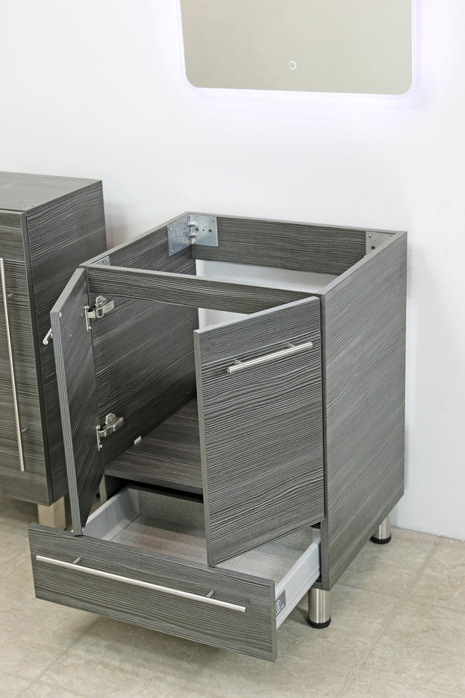 Windbay 24" Freestanding Vanity, Dark Gray, White Stone Countertop