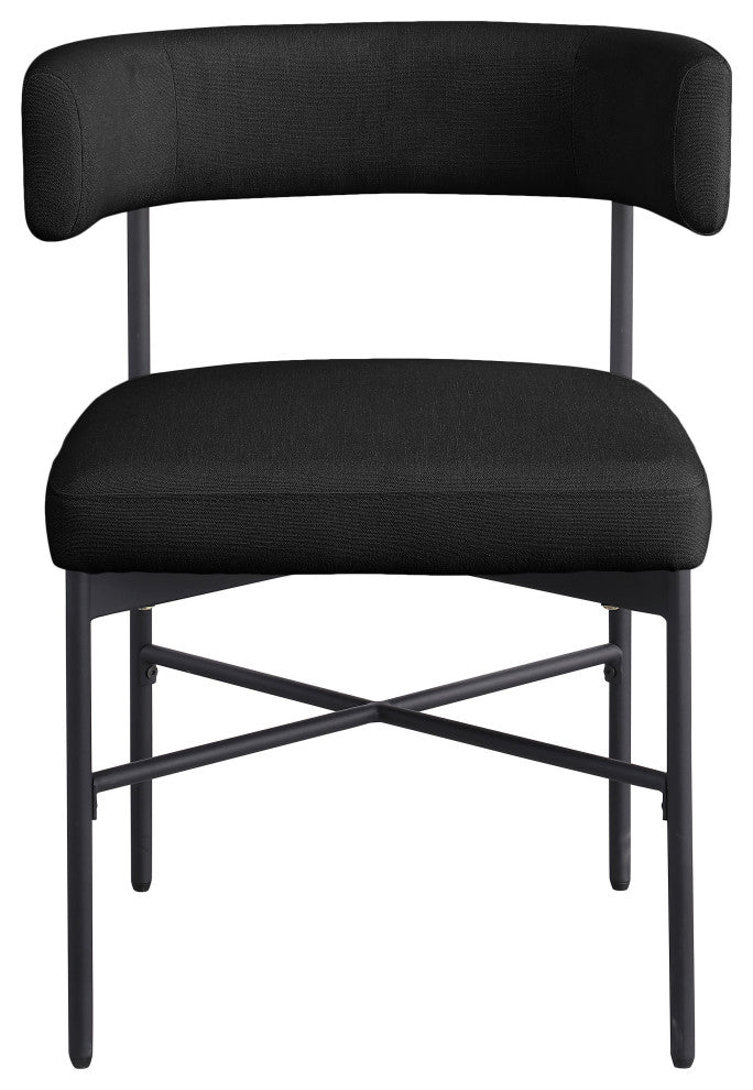Rivage Durable Linen Textured Fabric Dining Chair, Set of 2, Black, Matte Black Finish