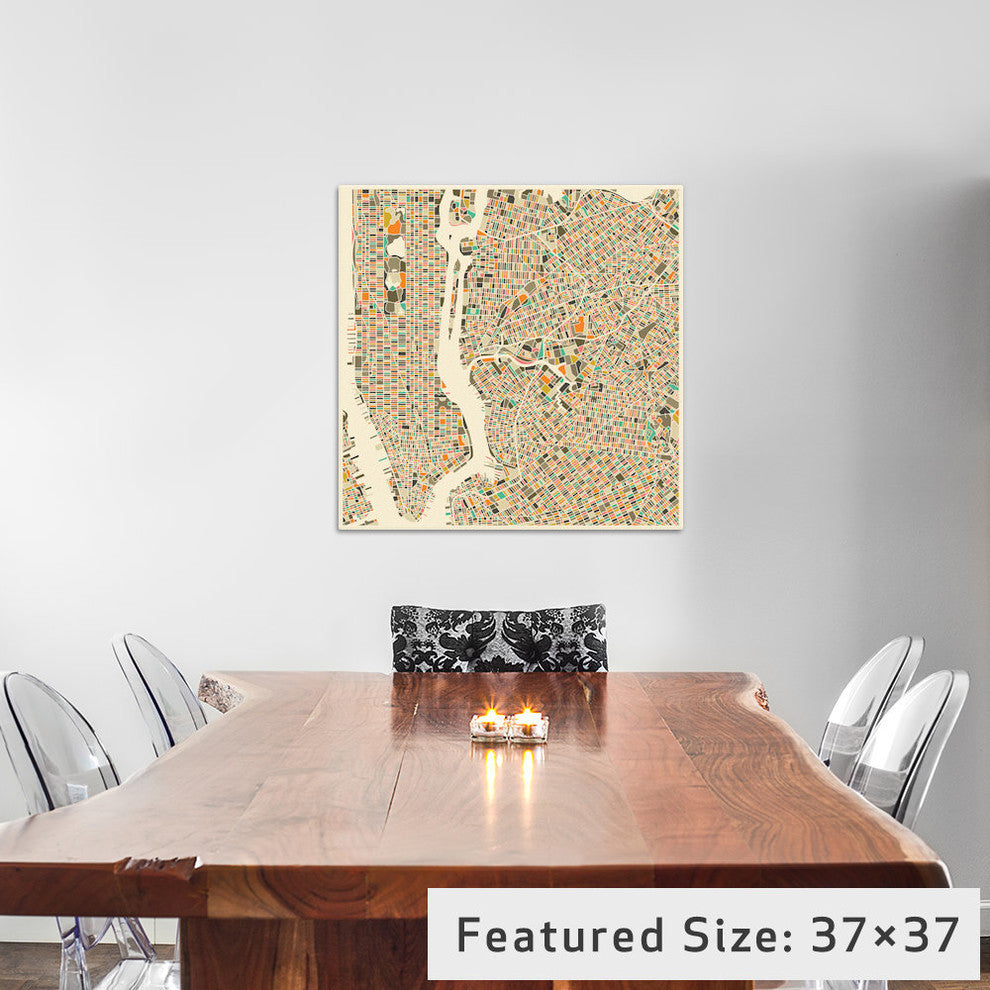 "Abstract City Map of New York City" by Jazzberry Blue, 37x37x1.5