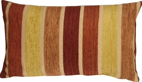 Pillow Decor - Savannah Stripes Chenille Throw Pillow, Yellow Orange, 12" X 20"