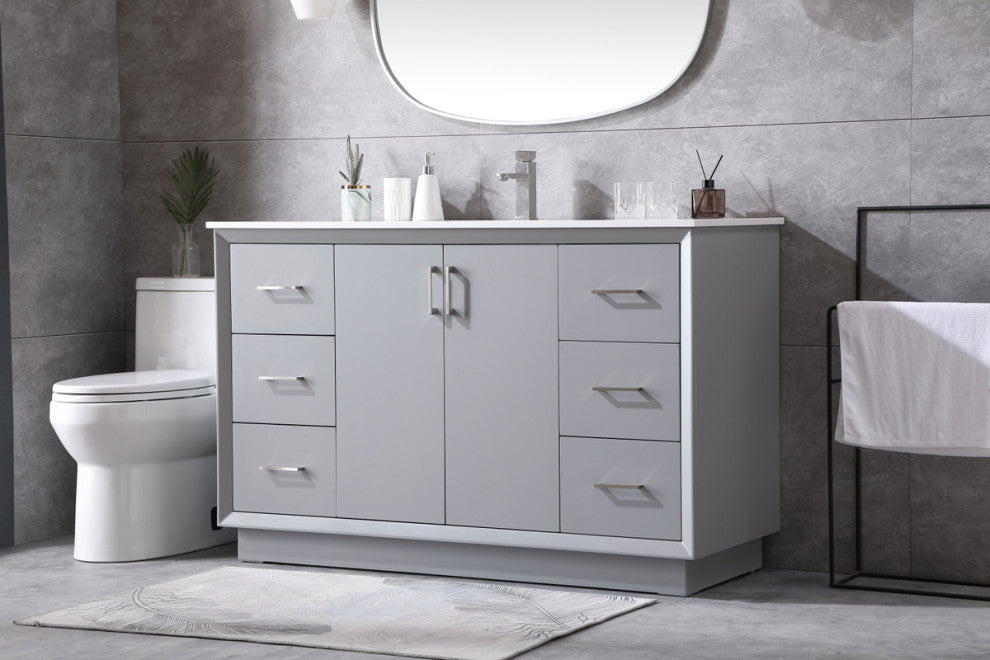 54" SIngle Bathroom Vanity, Grey
