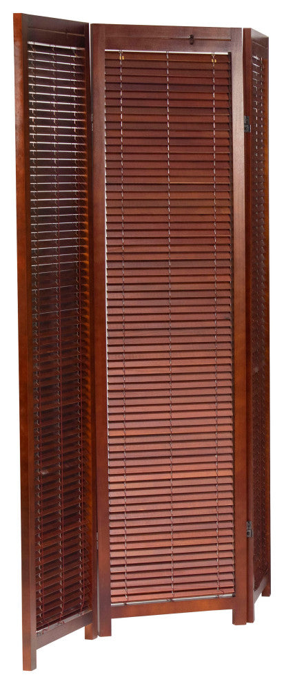 6' Tall Adjustable Shutter Room, Walnut, 3 Panel