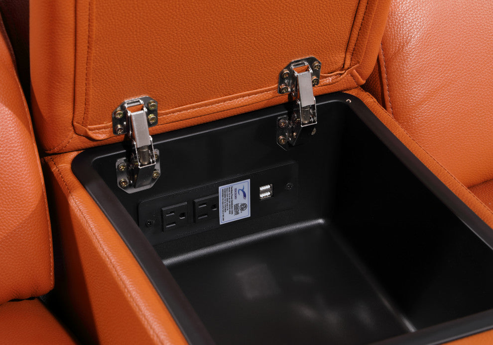 Antonio Italian Leather 8-Piece U-Shaped Power Reclining Sectional, Camel