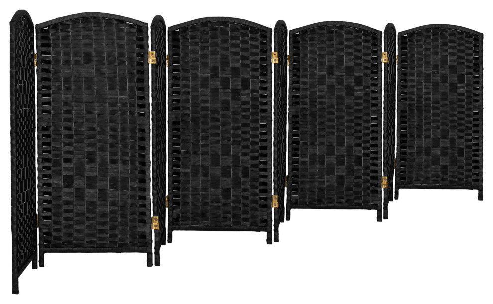 3 ft. Short Diamond Weave Fiber Room Divider Black 8 Panel