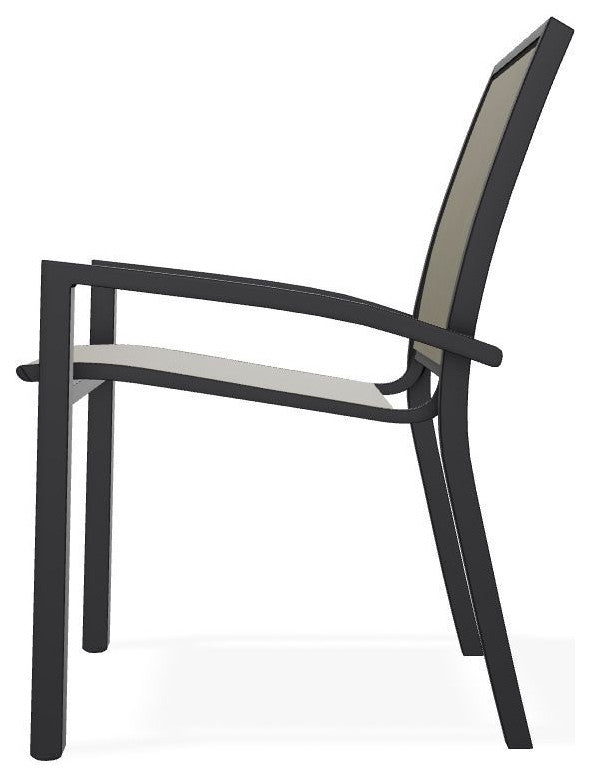 Kendall Sling Stackable Outdoor Dining Chair, Elevation Stone/Black