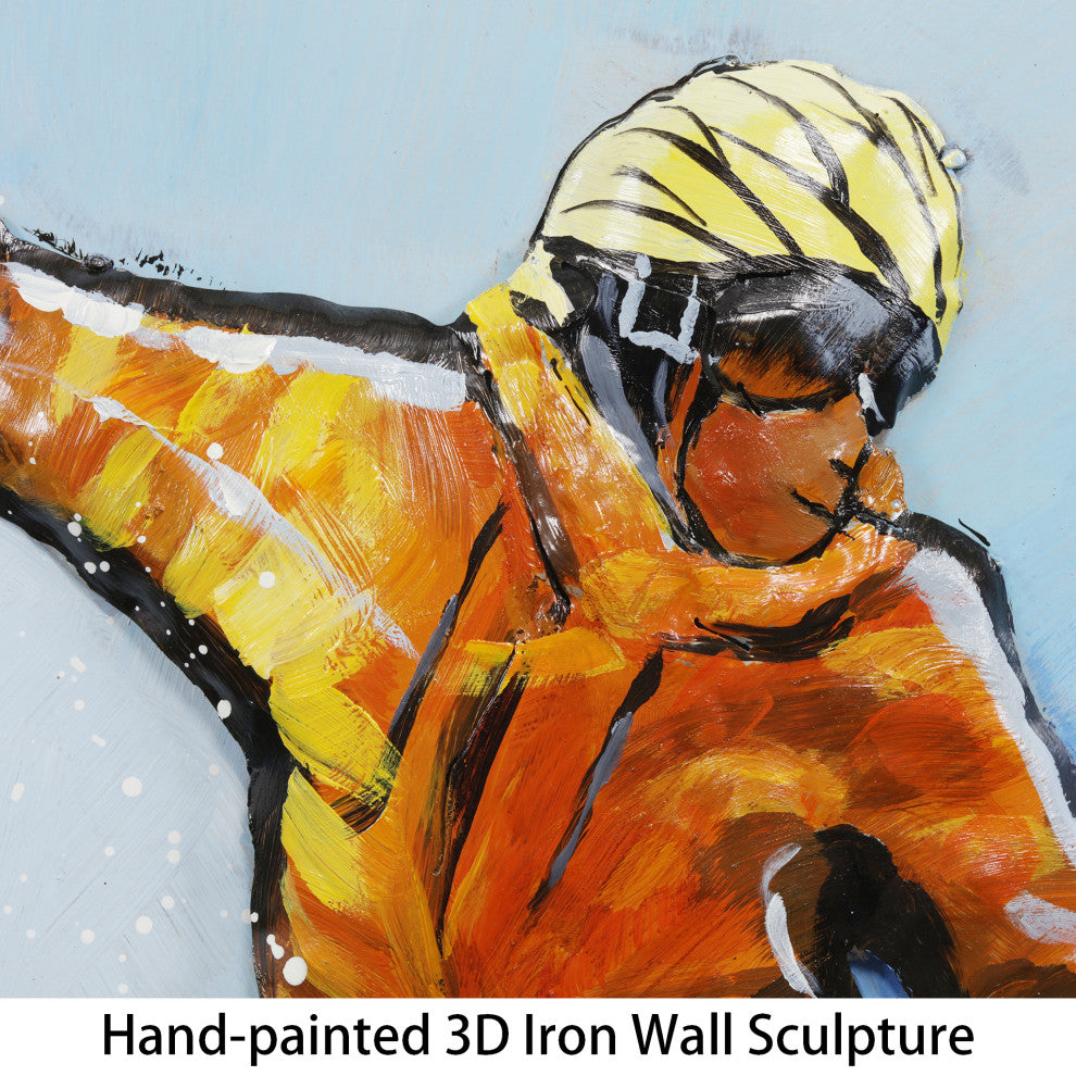"Skateboarding" Mixed Media Iron Hand Painted Dimensional Wall Decor