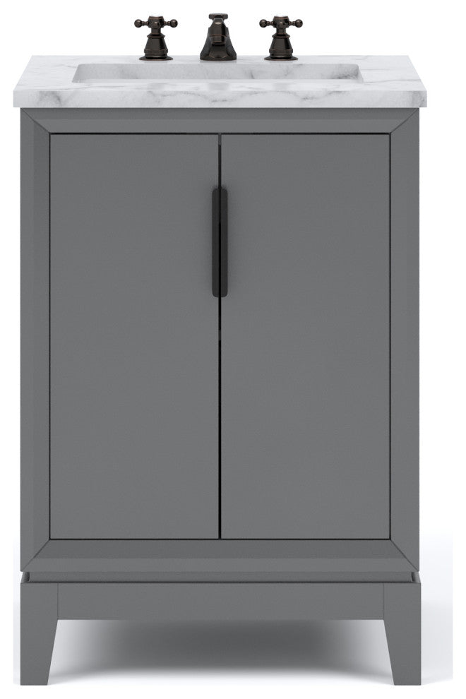 Elizabeth 24" Single Sink Carrara White Marble Vanity, Cashmere Gray