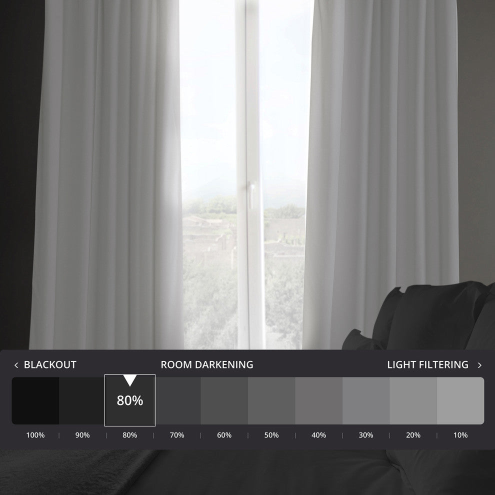 Heritage Plush Velvet Curtain Single Panel, Pillow White, 50"x96"