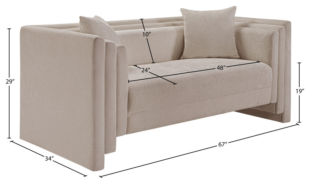Everett Upholstered Loveseat, Beige, Chenille Fabric
