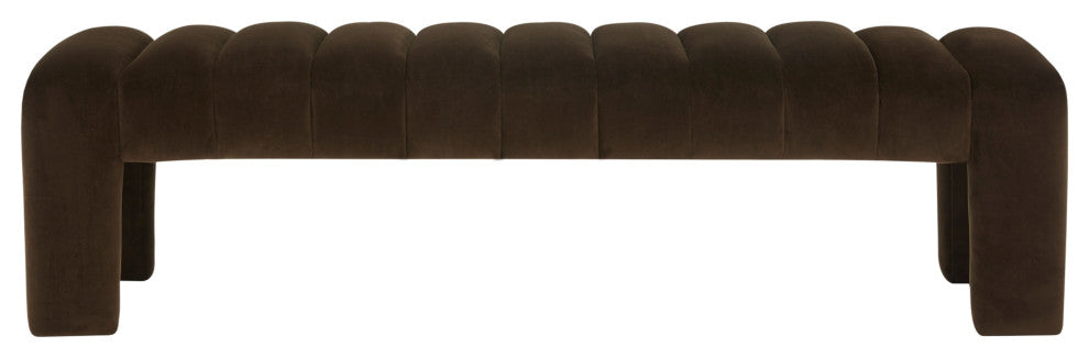 Safavieh Couture Bellisima Channel Tufted Bench, Dark Brown