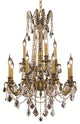 Elegant Rosalia Dining Room Light, French Gold Finish With Royal Cut Crystal