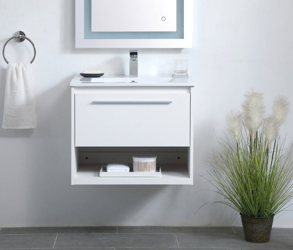 24" Single Bathroom Floating Vanity, White