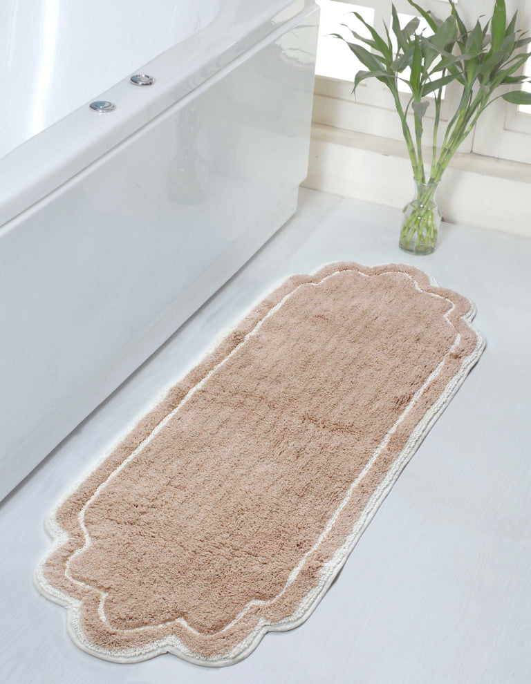 Allure Collection 100% Cotton Tufted Non-Slip Bath Rug, 21"x54" Runner, Linen