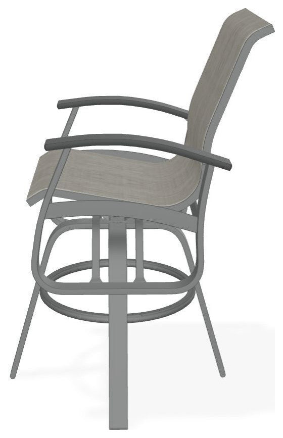 Belle Isle Sling Bar Height Outdoor Swivel Armchair, Smoke/Graphite