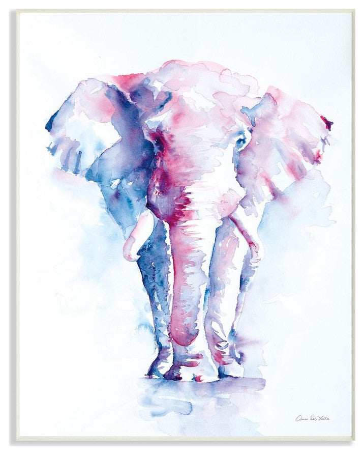 Colorful Abstract Elephant Animal Blue Painting, 10"x15"