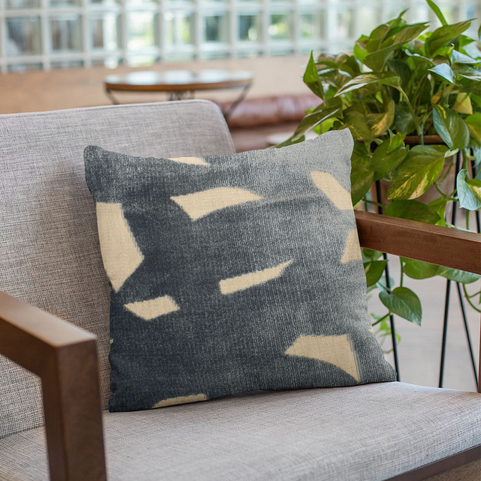 Plutus Blue Palm Floral Luxury Throw Pillow, 26"x26"