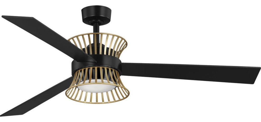 Bisbee Collection 55" 3-Blade Global Ceiling Fan, Matte Black
